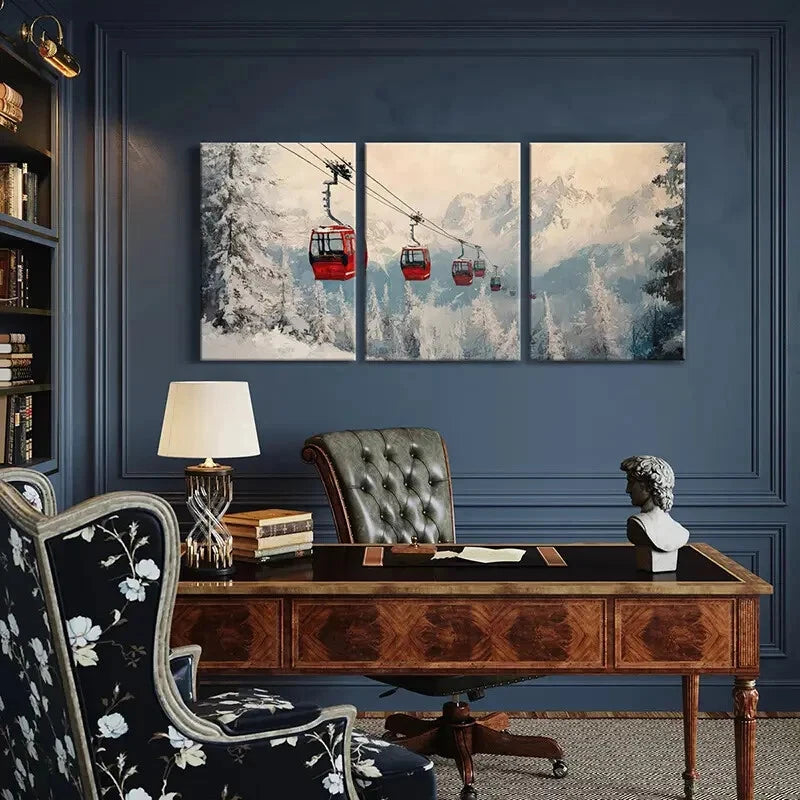 3pcs Snowy Mountains Pine Trees Scenic View Metal Print Ready to Hang Art - Bella Home Decor