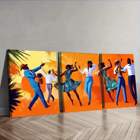 3pcs Fashionable African American Wall Art Set Canvas Unframed - High Quality Print 100% Australian Made Wall Canvas