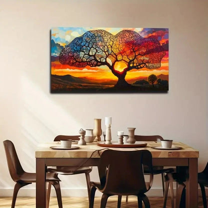 Stunning Sunset Tree Abstract Wall Art Canvas Office Home Room Framed 120x60cm