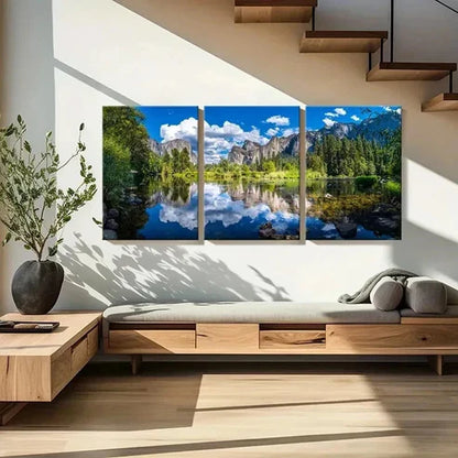 3pcs Art with Mountains Lake and Forest Wall Art Canvas Unframed – High Quality Print 100% Australian Made Wall Canvas - Bella Home Decor