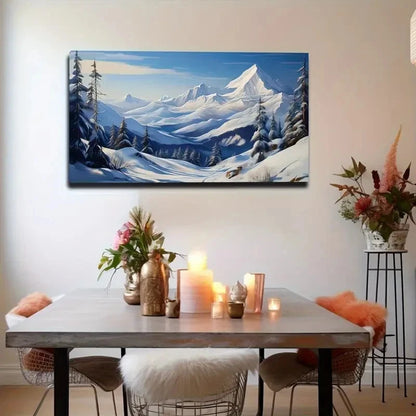 Serene Snowy Mountain Landscape Wall Art Canvas Office Home Room Framed 120x60cm
