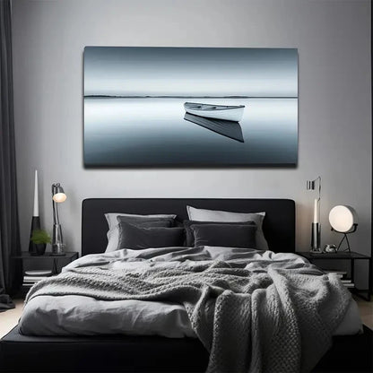Tranquil Boat Scene Wall Art canvas office home room framed 120x60cm - Bella Home Decor
