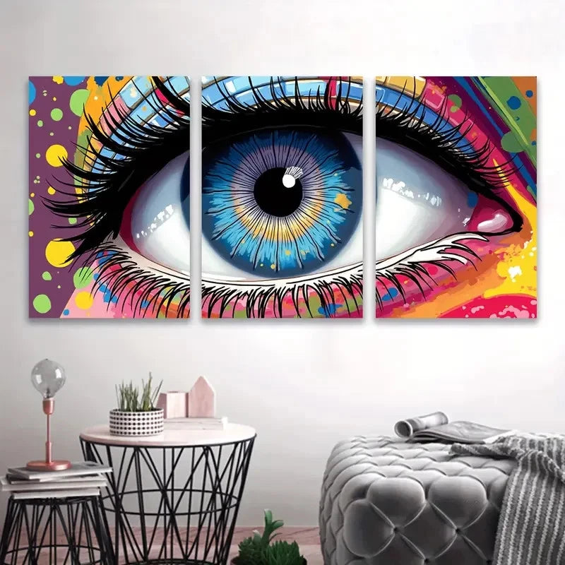 3pcs Colorful Eye Paintings Wall Art Set Canvas Framed 40x60cm - High Quality Print 100% Australian Made Wall Canvas Ready to Hang - Bella Home Decor