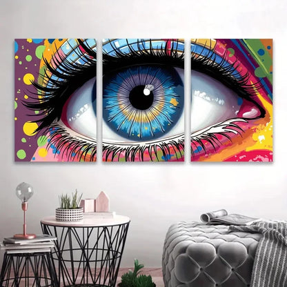 3pcs Colorful Eye Paintings Wall Art Set Canvas Framed 40x60cm - High Quality Print 100% Australian Made Wall Canvas Ready to Hang - Bella Home Decor