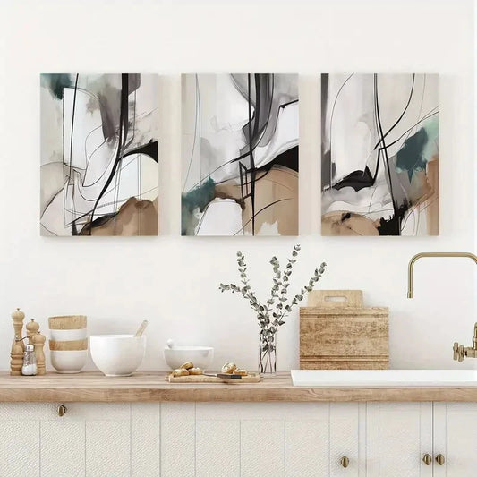 3pcs Abstract Dormitory Decor Metal Print Ready to Hang Art
