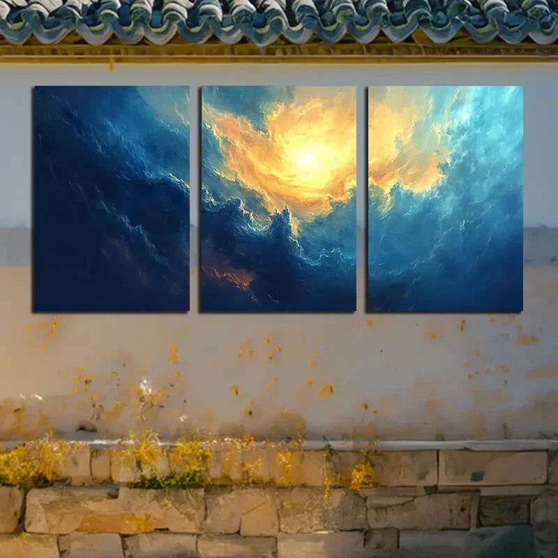 3pcs Vibrant Nebula Cloudy Design Metal Print Ready to Hang Art