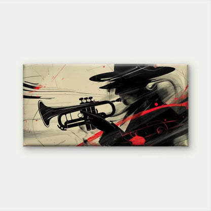 Jazz Musician Playing Trumpet Wall Art Canvas Office Home Room Framed 120x60cm