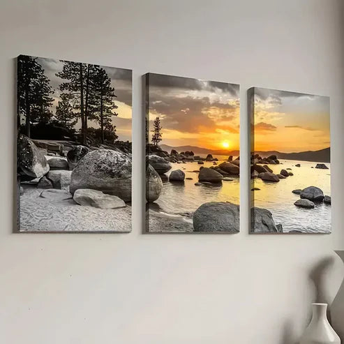 3pcs Decorative Lakeside Natural Scenery Wall Art Canvas Unframed - High Quality Print 100% Australian Made Wall Canvas