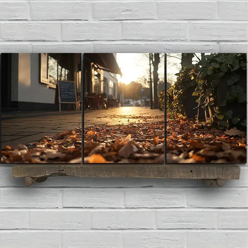 3pcs Street Cafes Nature Scenery Metal Print Ready to Hang Art - Bella Home Decor