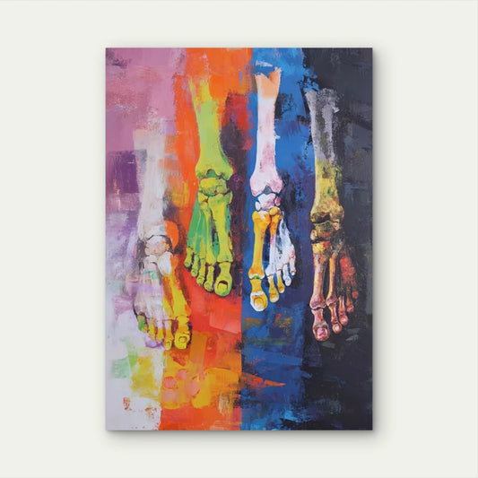 Vibrant Abstract Skeleton Hands 60x90cm Metal Print Ready to Hang