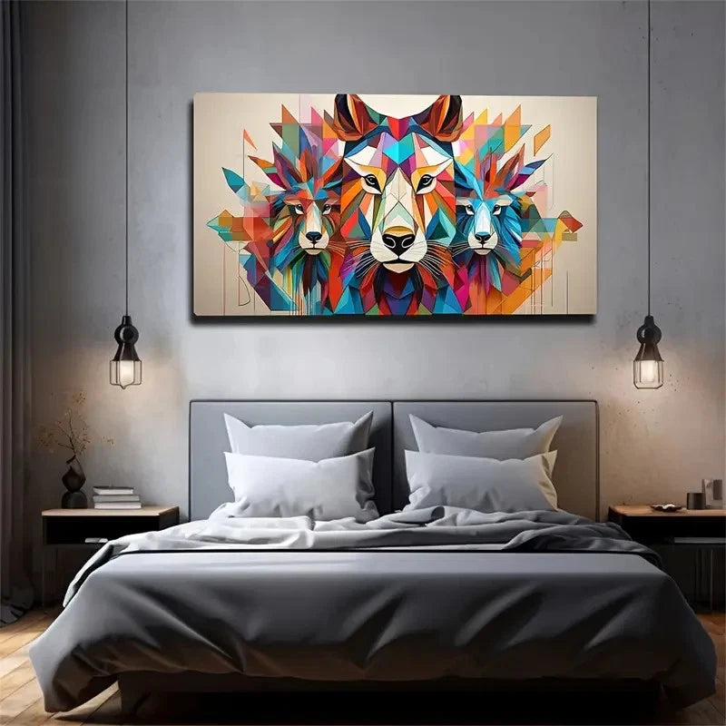 Abstract And Simple Colorful Wall Art Canvas Office Home Room Framed 120x60cm