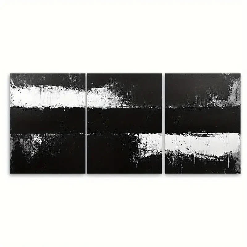 3pcs Minimalist Painting Abstract Black & White Wall Art Set Canvas Framed 40x60cm - High Quality Print 100% Australian Made Wall Canvas Ready to Hang