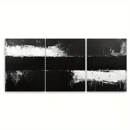 3pcs Minimalist Painting Abstract Black & White Wall Art Set Canvas Framed 40x60cm - High Quality Print 100% Australian Made Wall Canvas Ready to Hang