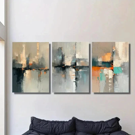 3pcs Modern Minimalist Urban Landscape Metal Print Ready to Hang Art