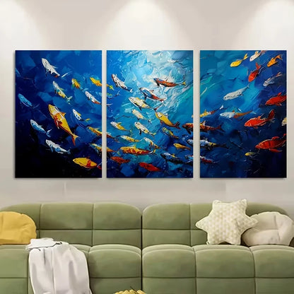 3pcs Colorful Fish School.Underwater Ocean Metal Print Ready to Hang Art - Bella Home Decor