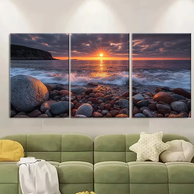 3pcs Boulder Beach Sunrise Long Exposure Metal Print Ready to Hang Art - Bella Home Decor