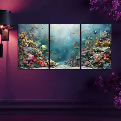 3pcs Vibrant Coral Reef Wall Art Canvas Unframed - High Quality Print 100% Australian Made Wall Canvas