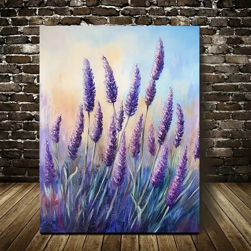Beautiful Vibrant Purple Lavender Painting 40x60cm Metal Print Ready to Hang - Bella Home Decor