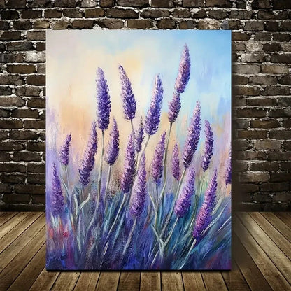 Beautiful Vibrant Purple Lavender Painting 40x60cm Metal Print Ready to Hang - Bella Home Decor