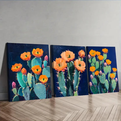 3pcs Night cactus Wall Art Set Canvas Unframed - High Quality Print 100% Australian Made Wall Canvas