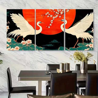 3pcs Cherry Blossom Sunset Sunrise Birds Metal Print Ready to Hang Art - Bella Home Decor