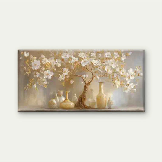 Golden Blossoms, Spring-Themed Wall Art Canvas Office Home Room Framed 120x60cm