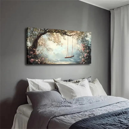 A Simple Wooden Swing Branch Wall Art Canvas Office Home Room Framed 120x60cm