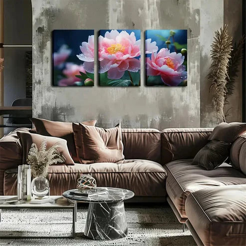 3pcs Beautiful Flowers In Bloom Wall Art Set Wall Art Canvas Unframed - High Quality Print 100% Australian Made Wall Canvas - Bella Home Decor