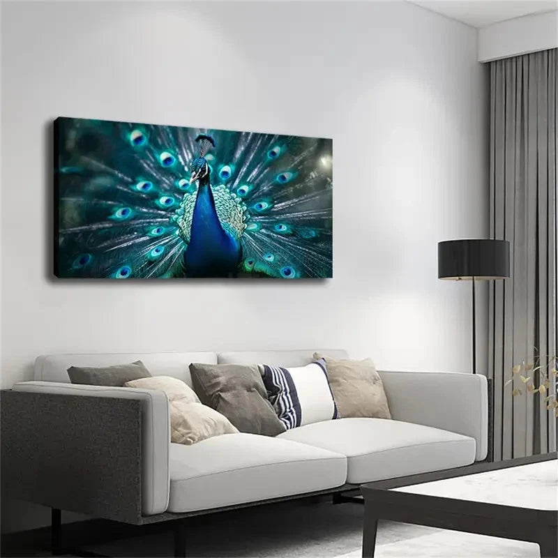 A Peacock Is Spreading Dazzling Wall Art Canvas Office Home Room Framed 120x60cm