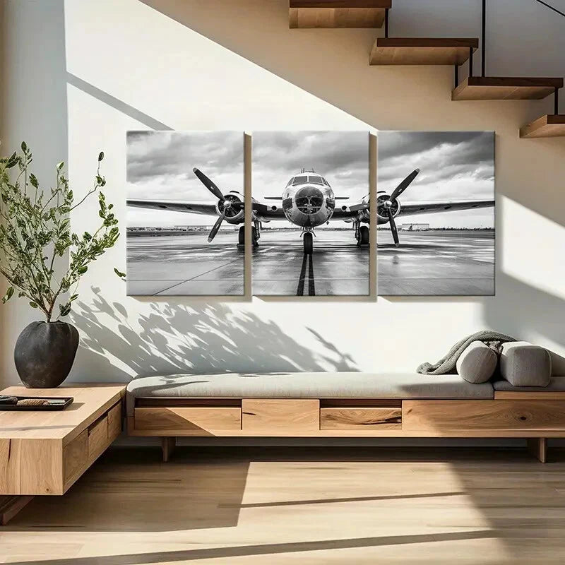3pcs Industrial Design with Dramatic Sky Metal Print Ready to Hang Art - Bella Home Decor