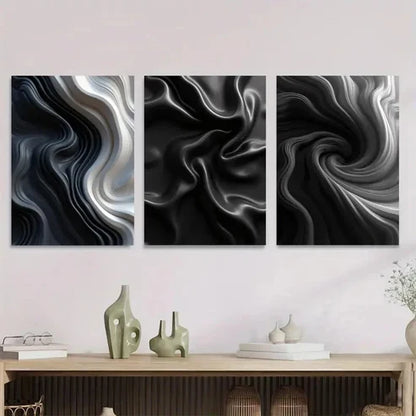 3pcs Modern Abstract Black and White Stylish Wall Art Set Wall Art Canvas Unframed – High Quality Print 100% Australian Made Wall Canvas