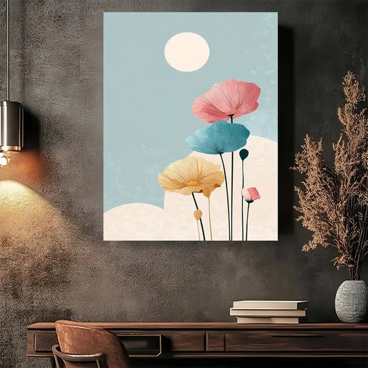 Beautiful Modern Minimalist Floral Painting 40x60cm Metal Print Ready to Hang