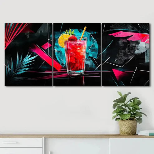 3pcs Delicious Drink Strawberry Red Perfect Wall Art Canvas Unframed - High Quality Print 100% Australian Made Wall Canvas - Bella Home Decor