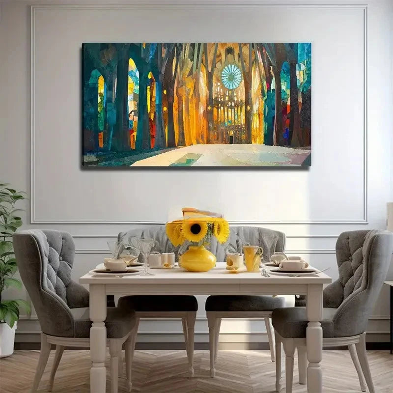 Traditional Church Suitable Wall Art Canvas Office Home Room Framed 120x60cm