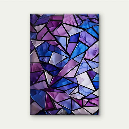 Violet Mosaic Abstract Geometric Oil Painting 60x90cm Metal Print Ready to Hang