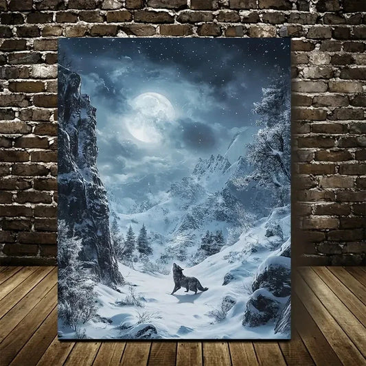 Steampunk Wolf Playful Wrestling Scene Painting 40x60cm Metal Print Ready to Hang - Bella Home Decor