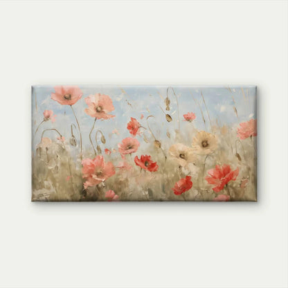 Poppy Flower Field Wall Art Canvas Office Home Room Framed 120x60cm