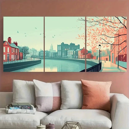 3pcs Norwich UK Travel Scenic River & Cityscape Metal Print Ready to Hang Art - Bella Home Decor