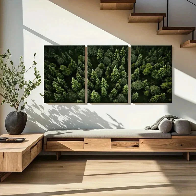 3pcs Forest Trees Greenery Natural Scenery Metal Print Ready to Hang Art - Bella Home Decor