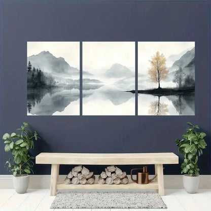 3pcs Black and White Nature Scene Posters Metal Print Ready to Hang Art - Bella Home Decor