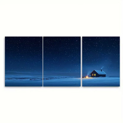 3pcs Winter Scene with Icelandic Volcanic Beaches Metal Print Ready to Hang Art