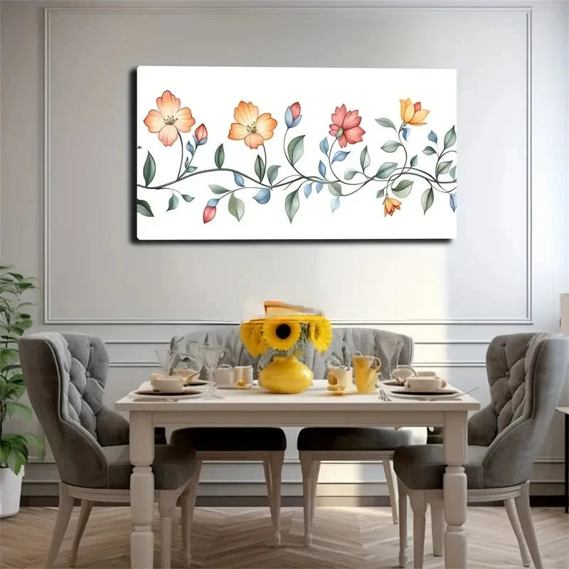 Pure White Background Flowers Wall Art Canvas Office Home Room Framed 120x60cm