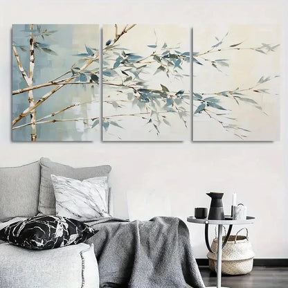 3pcs Bamboo Branches Tranquil Nature Metal Print Ready to Hang Art - Bella Home Decor