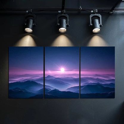 3pcs Dark Purple Sky Landscape Metal Print Ready to Hang Art