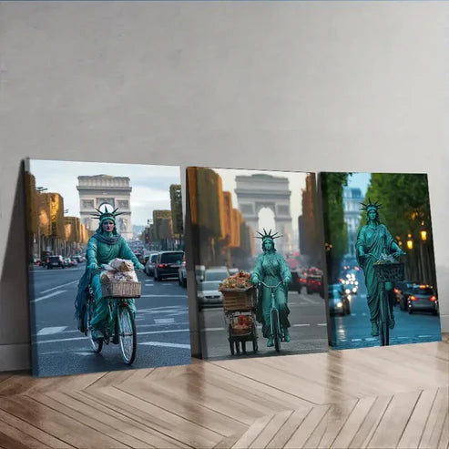 3pcs Goddess cycling In The Streets Wall Art Canvas Unframed - High Quality Print 100% Australian Made Wall Canvas - Bella Home Decor