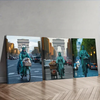 3pcs Goddess cycling In The Streets Wall Art Canvas Unframed - High Quality Print 100% Australian Made Wall Canvas - Bella Home Decor