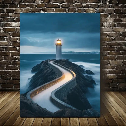 Beautiful Lighthouse Suitable Painting  40x60cm Metal Print Ready to Hang - Bella Home Decor