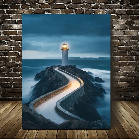 Beautiful Lighthouse Suitable Painting  40x60cm Metal Print Ready to Hang - Bella Home Decor