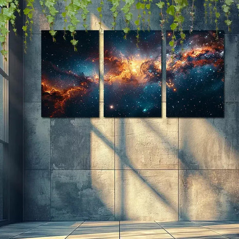 3pcs Space Nebula Starry Sky Wall Art Canvas Unframed - High Quality Print 100% Australian Made Wall Canvas