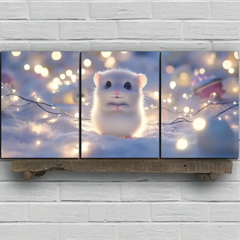 3pcs Vibrant Colourful Charming Hamster Trio Metal Print Ready to Hang Art - Bella Home Decor